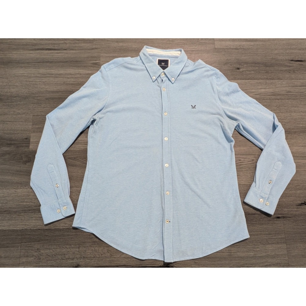 Crew Clothing Co. Men's Light Blue Slim Fit Long Sleeve Button Up Shirt Size 2XL